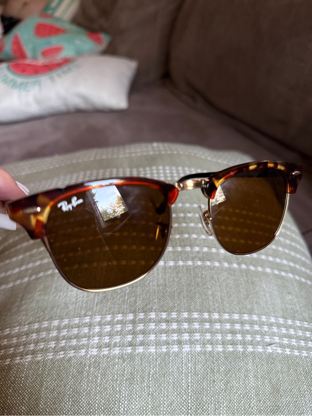 Ray-Ban Semi-Rim Tortoise Frame Sunglasses with Brown Lenses